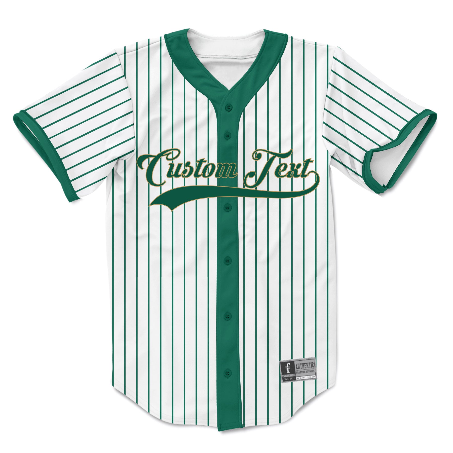 Custom Gold Green Strip Green-White Authentic Baseball Jersey Discount